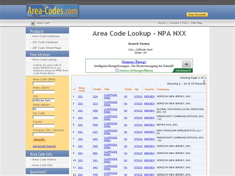 nxx for area codes list|nxx code lookup.